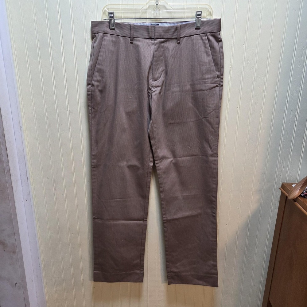 Gap Khakis Pants Mens 31x30 Beige Straight Fit Wrinkle Resistant Pinstripe